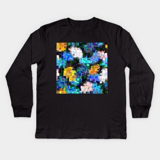 Autumn Style Glitch Mosaic Quilt Kids Long Sleeve T-Shirt